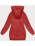 Dámska dlhá mikina voľného strihu s rebrovanými manžetami, červená (AMG-332A)