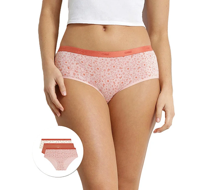 Dámské bavlněné kalhotky 3 ks DIM LES POCKETS COTTON BOXER 3x - DIM - smetanová