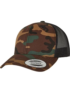 Flexfit 6606C/6606CA 5-panelová truckerová čiapka „Camo“ 55.606C camo/čierna
