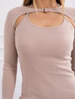 Pruhované vypasované šaty v béžovej farbe