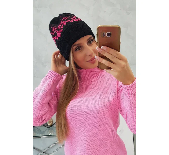 Dámska čiapka Kira K374 black+pink Dámska čiapka Kira K374 black+pink