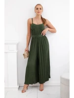 model 20081364 overal s ramínky khaki - K-Fashion