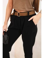 Dámske čierne nohavice s opaskom