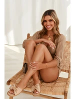 Damskie Skórzane Klapki Z Kokardą Beżowe Becky Damskie Skórzane Klapki Z Kokardą Beżowe Becky