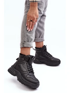 Ocieplane Buty Sportowe Damskie Sznurowane Czarne Dejana