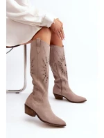 Semišové Lodičky s na Nízkém Podpatku Bežové model 21646141 - Zazoo