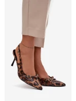 Lodičky s patou a pásky leopardí hnědé model 21711779 - Boto