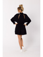 model 18383317 Šaty na zip s ozdobným šněrováním černé - Moe