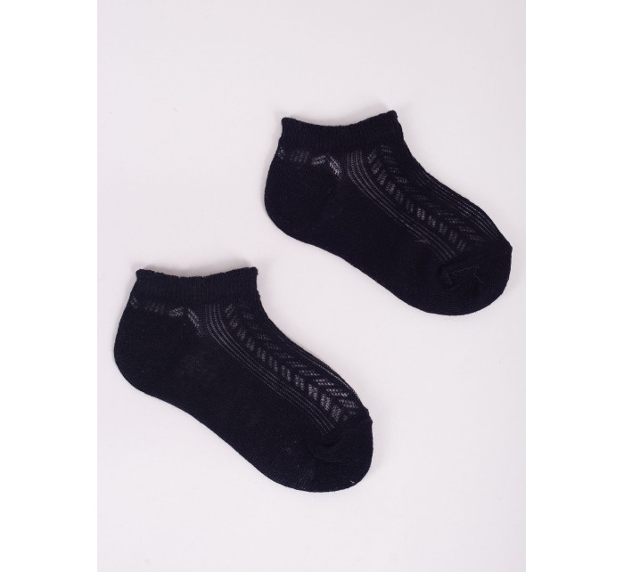 Yoclub Dievčenské ažurové ponožky 3-pack SKL-0010G-3400 Black