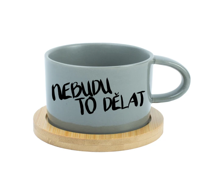 NEBUDU TO DĚLAT - šedý hrníček makronka 200 ml