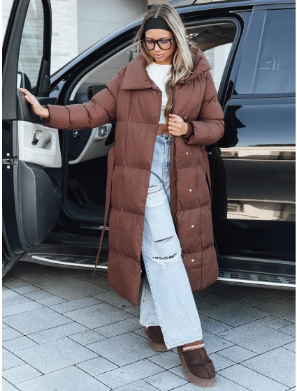 Dámský prošívaný kabát hnědý Dstreet model 21994226 - FashionStreet