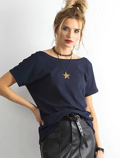 Základné tričko s výstrihom Feel Good navy blue (4662-37P)