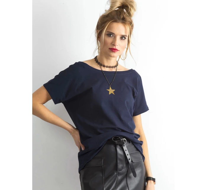 Tshirt basic z dekoltem z Feel Good granatowy model 21266681 - Factory Price Tshirt basic z dekoltem z Feel Good granatowy model 21266681 - Factory Price