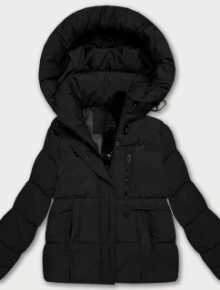 Čierna voľná dámska bunda s kapucňou S'West (B8529-1)