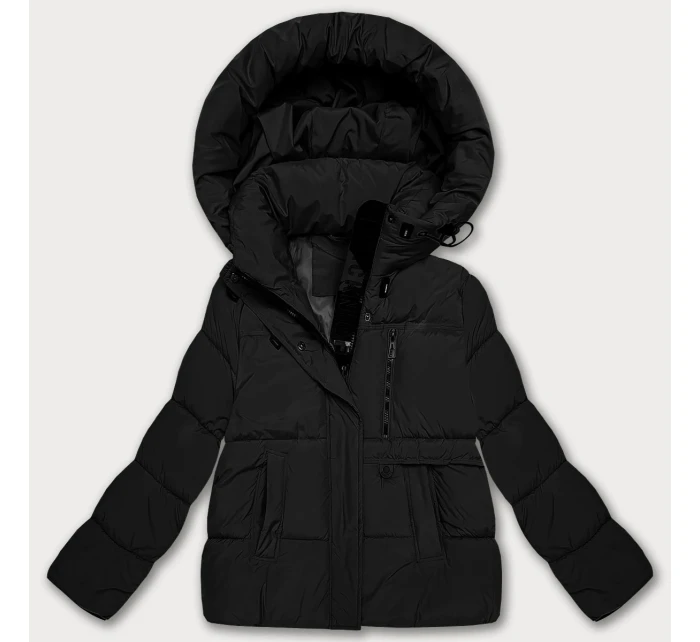 Čierna voľná dámska bunda s kapucňou S'West (B8529-1) Čierna voľná dámska bunda s kapucňou S'West (B8529-1)