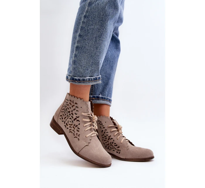 Dámské Šněrovací Botky  Beige model 21646147 - Zazoo