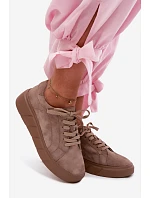 Kožené semišové dámské tenisky na platformě Tmavě béžové Danida