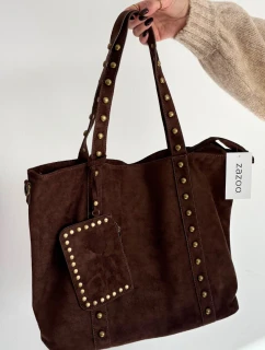 Dámska kabelka so zdobením - čokoládová Kynelle