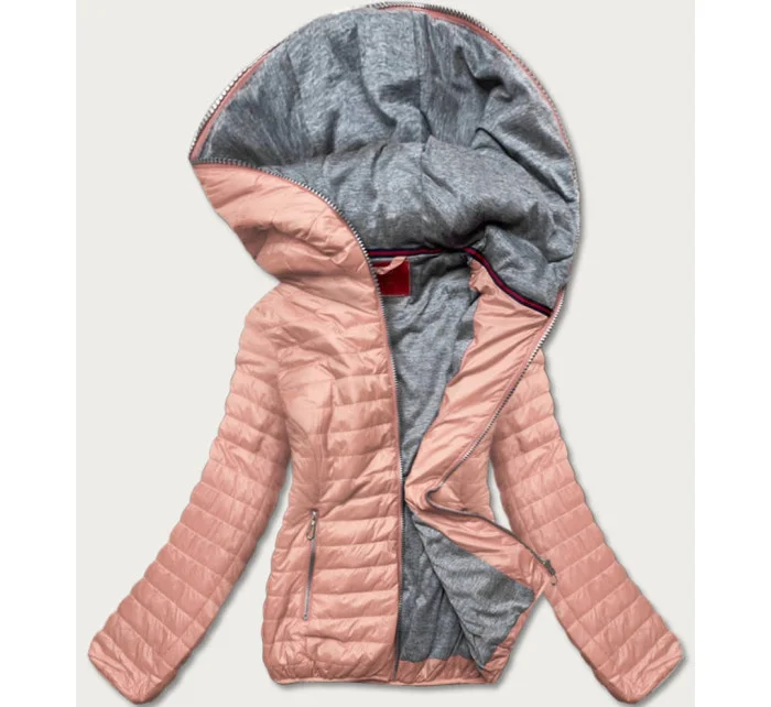 Růžová dámská bunda s kapucí model 16143335 - LHD Růžová dámská bunda s kapucí model 16143335 - LHD