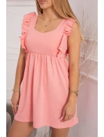 Šaty s volánikmi na bokoch marhuľová Šaty s volánikmi na bokoch marhuľová