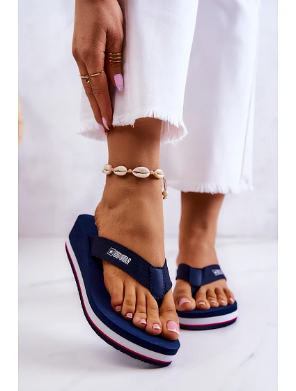 Dámské žabky na klínku Big Star model 21579653 Námořnická modrá - Big Star Shoes