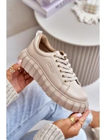 Ocieplane Sneakersy Damskie Big Star MM274618 Beżowe Ocieplane Sneakersy Damskie Big Star MM274618 Beżowe