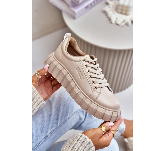 Ocieplane Sneakersy Damskie Big Star MM274618 Beżowe Ocieplane Sneakersy Damskie Big Star MM274618 Beżowe