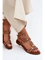 Dámské sandály Ploché Světle hnědé model 22140676 - S.Barski