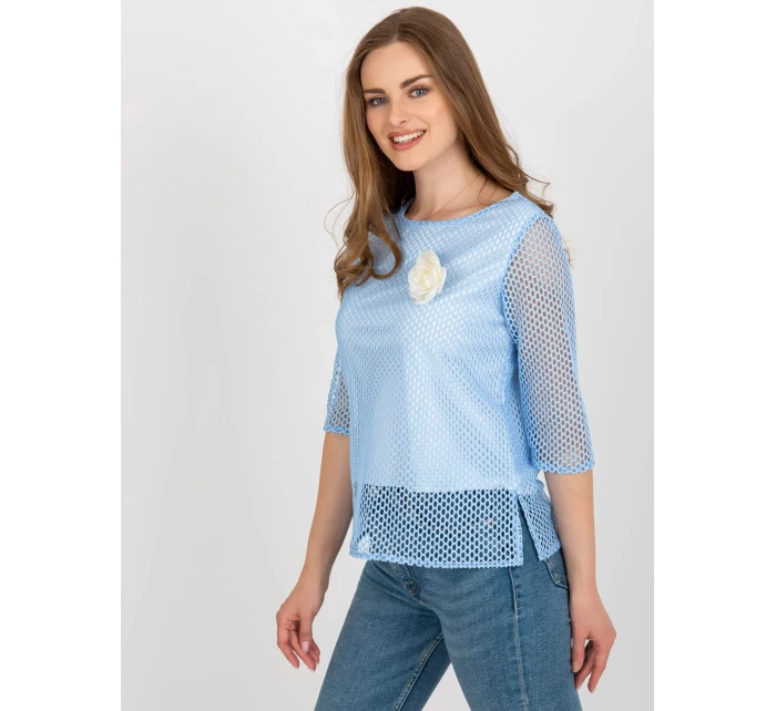 Dámska blúzka LK BZ 506642.94 Svetlomodrá s bielou - Lakerta Dámska blúzka LK BZ 506642.94 Svetlomodrá s bielou - Lakerta