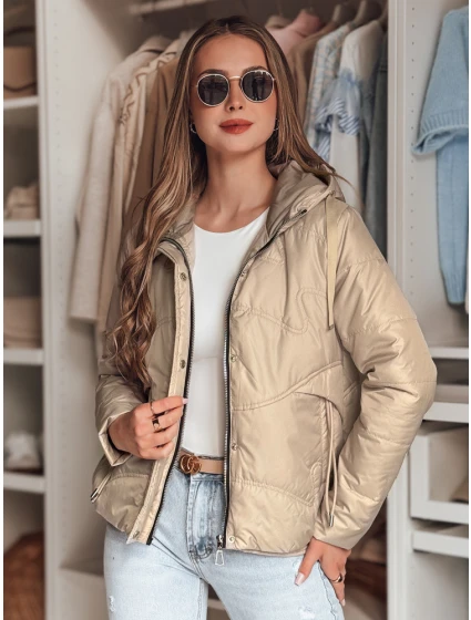 Dámská přechodná prošívaná bunda s kapucí béžová Dstreet model 21986716 - FashionStreet Dámská přechodná prošívaná bunda s kapucí béžová Dstreet model 21986716 - FashionStreet