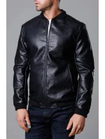 Černá pánská bunda typu "bomber" z ekokůže model 18347970 - J.STYLE Černá pánská bunda typu "bomber" z ekokůže model 18347970 - J.STYLE