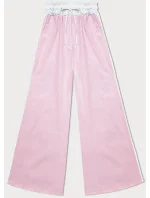 Dámske voľné nohavice v púdrovo ružovej farbe s lampášmi (764ART)