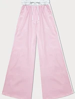 Dámske voľné nohavice s lemovaním púdrovo ružové (764ART)