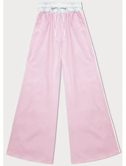 Dámske voľné nohavice v púdrovo ružovej farbe s lampášmi (764ART)