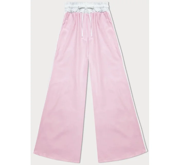 Dámske voľné nohavice v púdrovo ružovej farbe s lampášmi (764ART)
