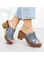 Dámske sandále na podpätku denim gold M.Daszynski MR23126-7