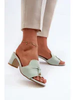 Dámske papuče s vysokým podpätkom z eko semišu, mätová Yemenna