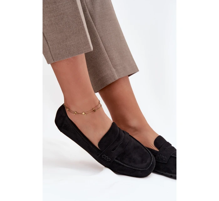 Dámske mokasíny s plochou podrážkou Roseline - čierne Dámske mokasíny s plochou podrážkou Roseline - čierne