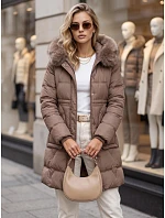 Dámska zimná prešívaná bunda s kapucňou, béžová, FashionStreet TY5821 Dámska zimná prešívaná bunda s kapucňou, béžová, FashionStreet TY5821