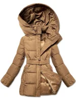 Hnědá vypasovaná zimní bunda s opaskem model 21248119 - Banna Hnědá vypasovaná zimní bunda s opaskem model 21248119 - Banna