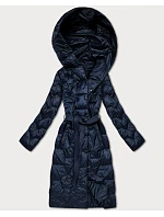 Prešívaný kabát s opaskom Libland navy blue (LD-7806)