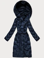 Prešívaný kabát s opaskom Libland navy blue (LD-7806)