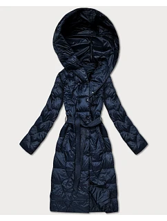 Prešívaný kabát s opaskom Libland navy blue (LD-7806)