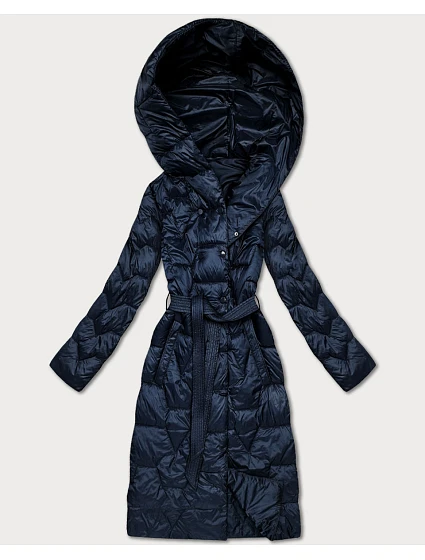 Prešívaný kabát s opaskom Libland navy blue (LD-7806)