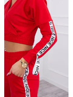 Súprava s ozdobnými pásikmi červená