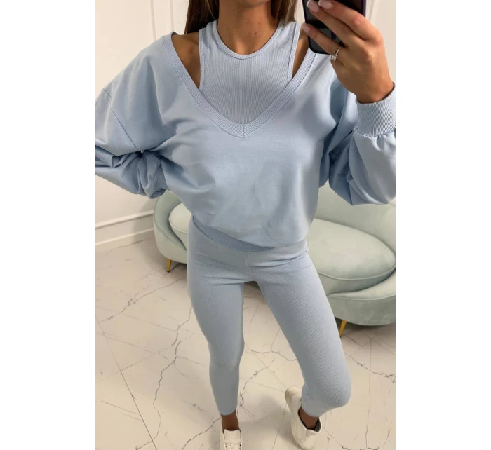 model 18752910 set mikina + top + legíny modrá - K-Fashion model 18752910 set mikina + top + legíny modrá - K-Fashion