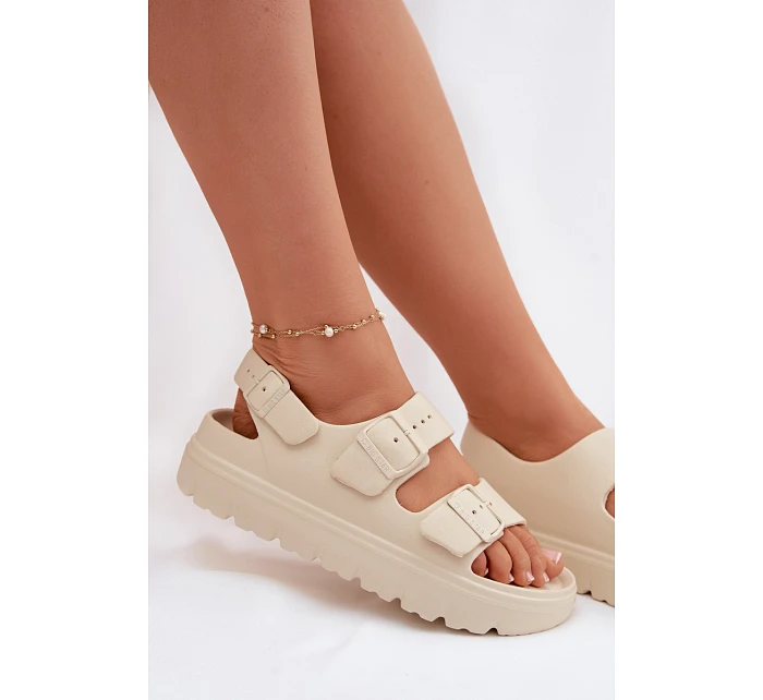 Dámské pěnové sandály na platformě Big Star TT274A032 světle béžové Dámské pěnové sandály na platformě Big Star TT274A032 světle béžové