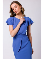 S336 Puzdrové šaty s opaskom - modré