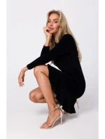 M765 Šaty s volánovým lemom - čierne M765 Šaty s volánovým lemom - čierne