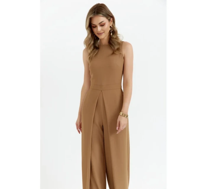 K184 Kombinéza so širokými nohavicami - béžová